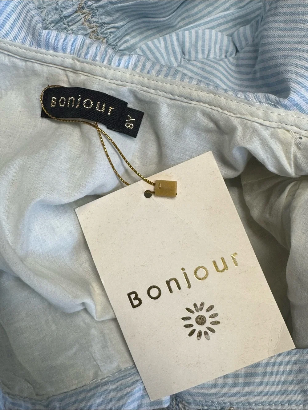 NWT Bonjour Diary Tunique in Light Blue Stripe SZ 8